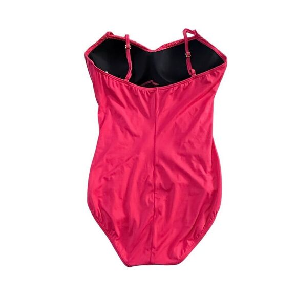 Fit 4 U Fit to Lift Women's Size 14 Pink Ruched One-Piece Swimsuit - Picture 6 of 9